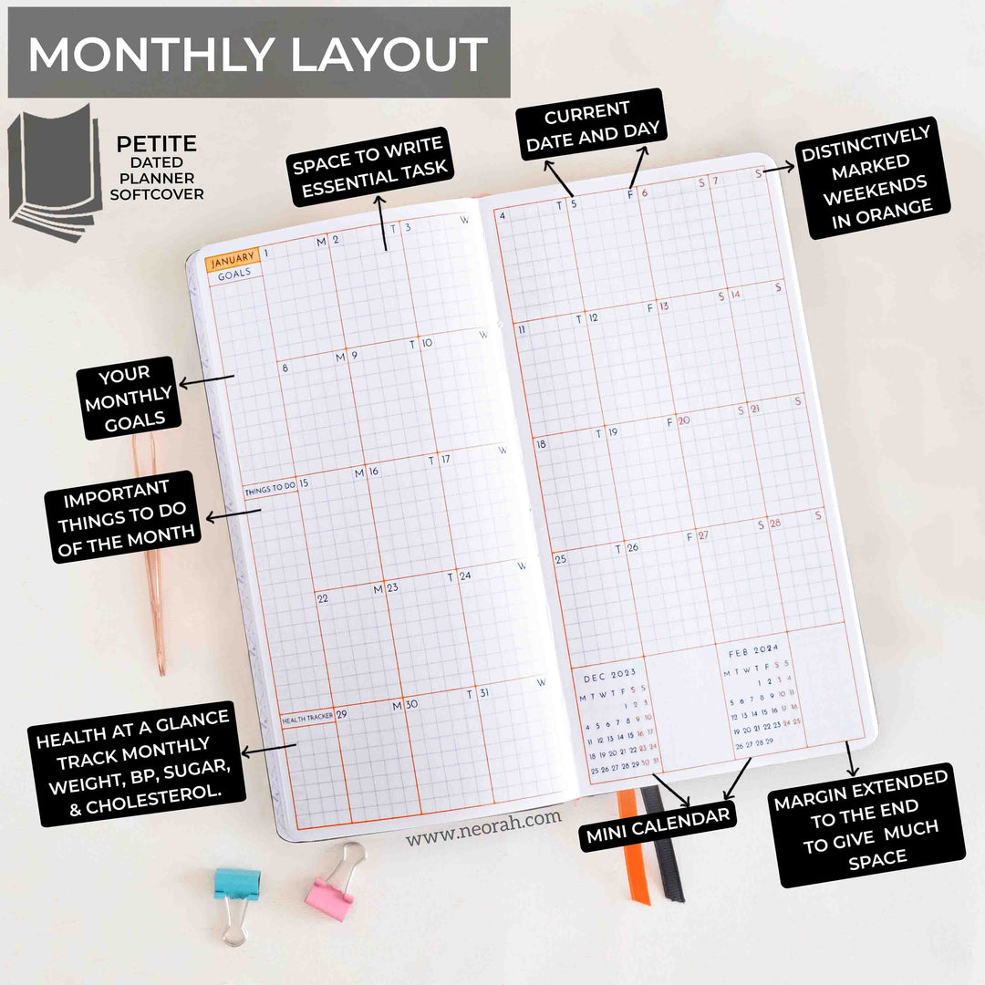 PETITE - 2024 - WEEK AT A GLANCE PLANNER - SOFT COVER