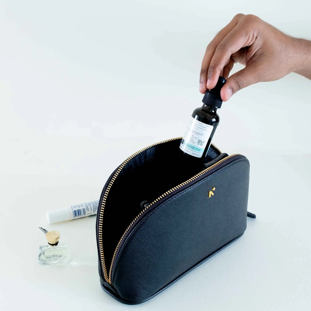 Neorah travel makeup pouch, small makeup pouch, toiletry Bag utility Pouch for travel to store your makeup products, Easy to slip into handbags, totes, suitcase, ideal for everyday use. #color_black