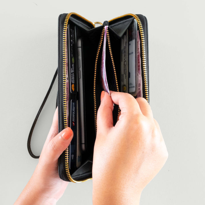Neorah stylish wallets for girls easy to store your money credit cards, identity cards. Easy to carry in bag, tote. Perfect for party wears.#color_black