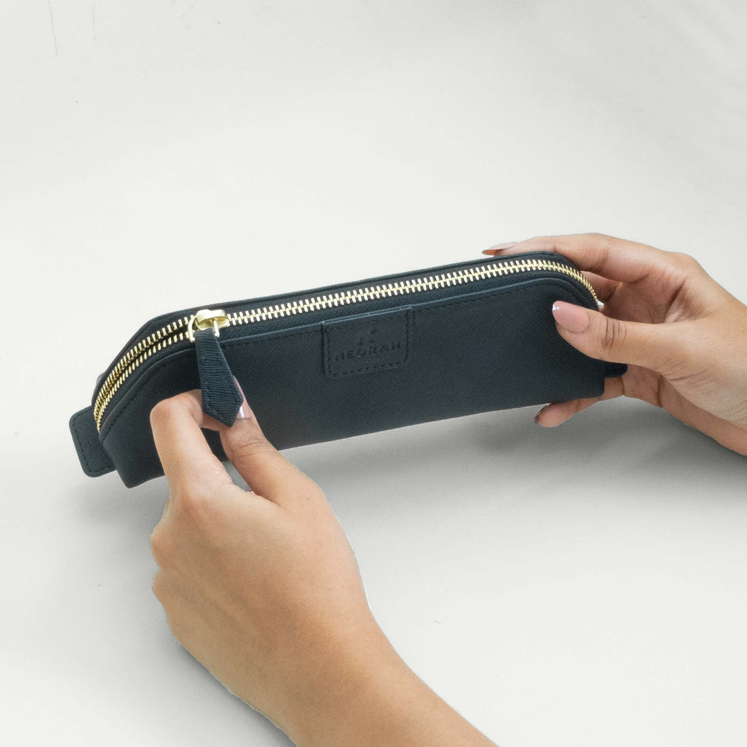 Atelier NEORAH pencil pouches are handmade by Professionally Skilled Craftsmen, because of which the Utility Pouch have best finishing in its class.#color_black